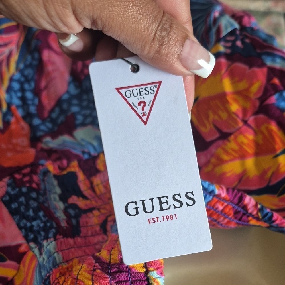 Guess Vibrant Floral Maxi Dress in Blue and Pink - Picture 3 of 16